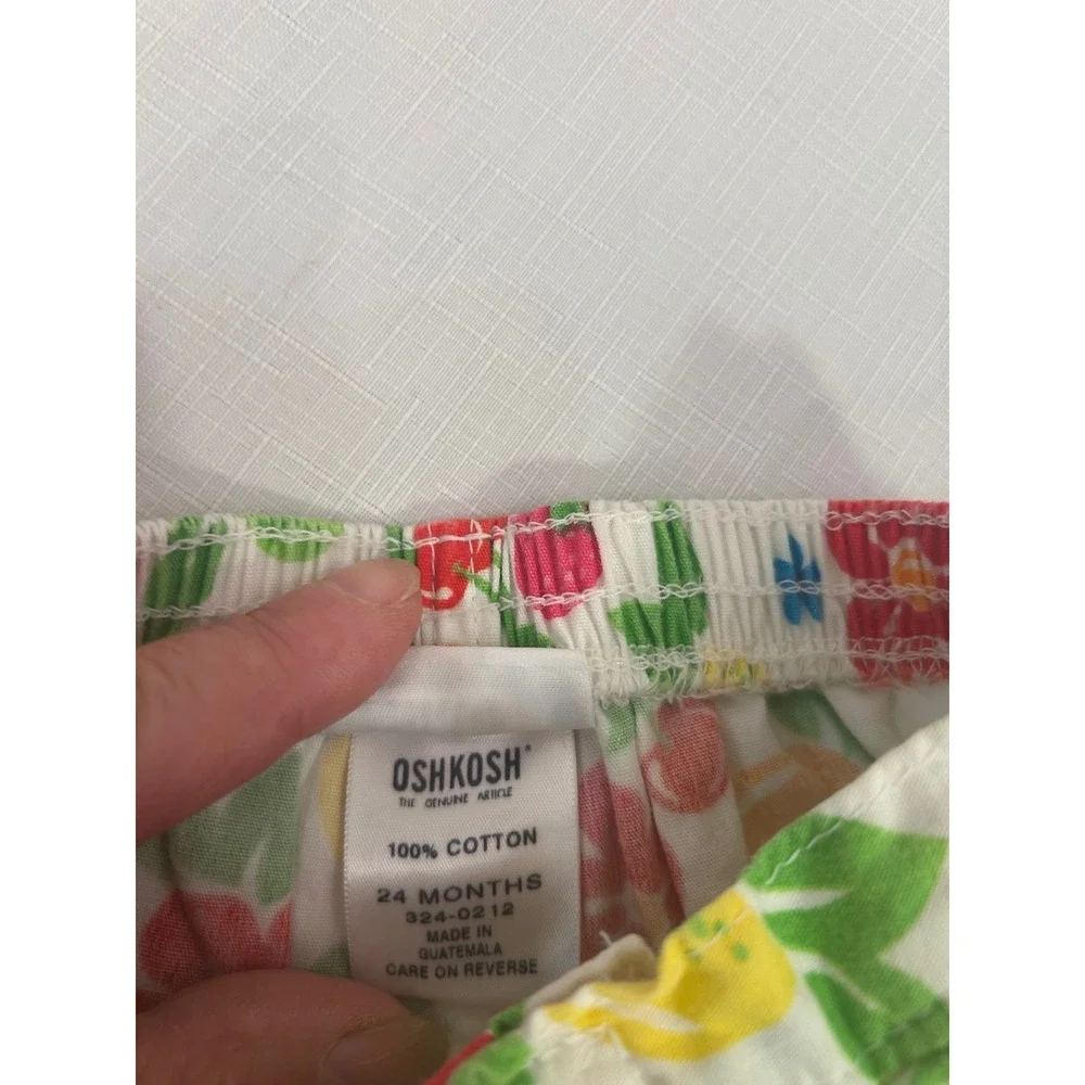 OshKosh Shorts 24 Months White Fruit Floral Print Cotton Toddler Girl